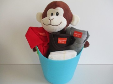 Wasmand blauw met grote knuffelaap