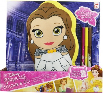 Disney princess colour and go kussen met stiften 2 assorti 26x29cm