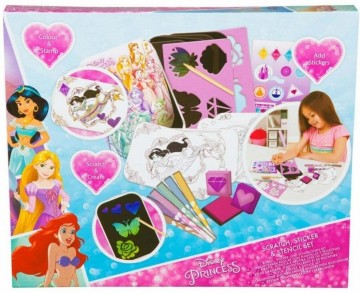 Princess scratch stencil sticker set