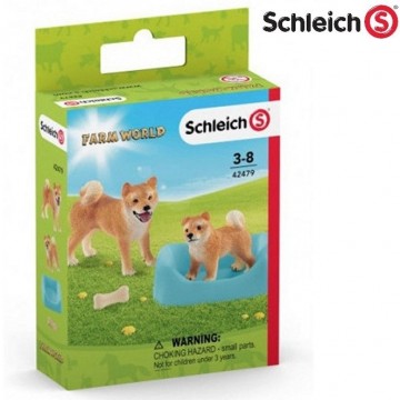 Schleich moeder plus jong shiba inu 9x13 5cm