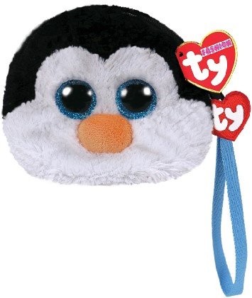 Ty pluche portemonnee pinguin met glitter ogen waddless 12cm