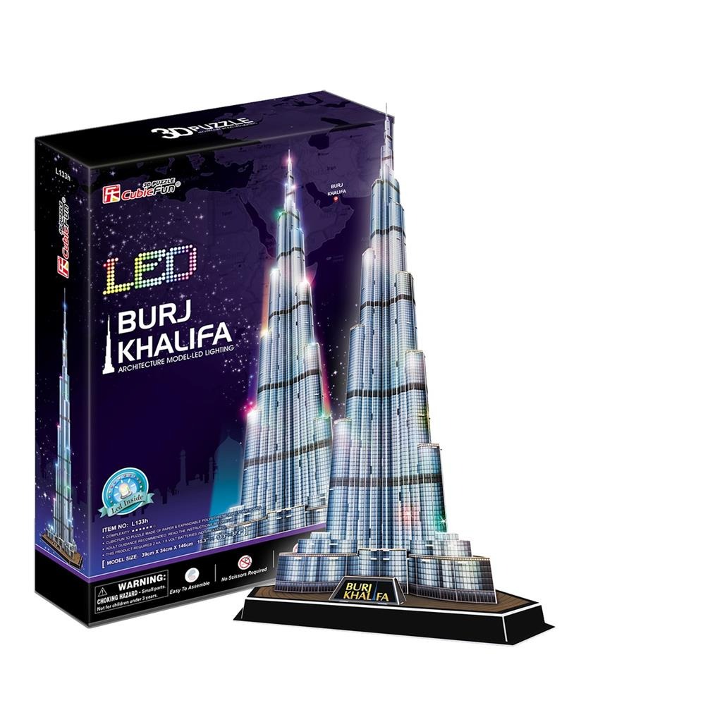 natuurlijk herhaling Dij Mooie 3D puzzel met LED verlichting BURJ KHALIFA - Oma's Marktkraam